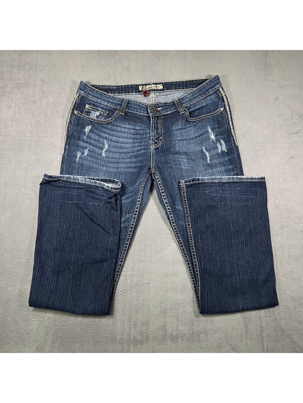 BKE Sabrina Jeans Blue Womens 32x33.5 Bootcut Denim Distressed Stretch Western